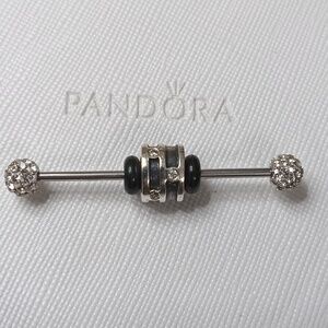 Pandora Clip Vintage Silver Clear CZ Sparkling Oxidized 2 Listed Separately